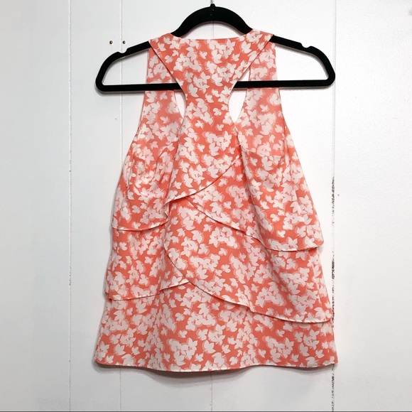 Esmi Peach Pattern Ruffle Racer Back Top - Picture 3 of 5